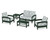 Trex Rockport Club 6-Piece Deep Seating Conversation Set - TXS140-2 - Frame in Rainforest Canopy with cusion in Trellis Glacier Spa color - TXS140-2-RC-TGS