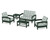 Trex Rockport Club 6-Piece Deep Seating Conversation Set - TXS140-2 - Frame in Rainforest Canopy with cusion in Buffalo Plaid Glacier Spa color - TXS140-2-RC-BPGS