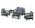 Trex Rockport Club 6-Piece Deep Seating Conversation Set - TXS140-2 - Frame in Rainforest Canopy with cusion in Buffalo Plaid Navy color - TXS140-2-RC-BPN