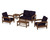 Trex Rockport Club 6-Piece Deep Seating Conversation Set - TXS140-2 - Frame in Tree House with cusion in Navy Linen color - TXS140-2-TH-NL-1