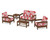 Trex Rockport Club 6-Piece Deep Seating Conversation Set - TXS140-2 - Frame in Tree House with cusion in Leaf Crimson color - TXS140-2-TH-LC