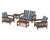 Trex Rockport Club 6-Piece Deep Seating Conversation Set - TXS140-2 - Frame in Tree House with cusion in Cabana Stripe Marine Indigo color - TXS140-2-TH-CSMI