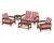 Trex Rockport Club 6-Piece Deep Seating Conversation Set - TXS140-2 - Frame in Tree House with cusion in Cabana Stripe Crimson color - TXS140-2-TH-CSC