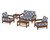 Trex Rockport Club 6-Piece Deep Seating Conversation Set - TXS140-2 - Frame in Tree House with cusion in Trellis Navy color - TXS140-2-TH-TN