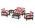 Trex Rockport Club 6-Piece Deep Seating Conversation Set - TXS140-2 - Frame in Vintage Lantern with cusion in Leaf Crimson color - TXS140-2-VL-LC