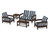 Trex Rockport Club 6-Piece Deep Seating Conversation Set - TXS140-2 - Frame in Vintage Lantern with cusion in Cabana Stripe Marine Indigo color - TXS140-2-VL-CSMI