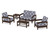 Trex Rockport Club 6-Piece Deep Seating Conversation Set - TXS140-2 - Frame in Vintage Lantern with cusion in Trellis Navy color - TXS140-2-VL-TN