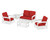 Trex Rockport Club 6-Piece Deep Seating Conversation Set - TXS140-2 - Frame in Classic White with cusion in Crimson Linen color - TXS140-2-CW-CL