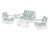 Trex Rockport Club 6-Piece Deep Seating Conversation Set - TXS140-2 - Frame in Classic White with cusion in Cabana Stripe Glacier Spa color - TXS140-2-CW-CSGS