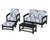 Trex Rockport 4-Piece Deep Seating Conversation Group - TXS135-2 - Frame in Charcoal Black with cusion in Leaf Sky Blue color - TXS135-2-CB-LSB