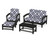 Trex Rockport 4-Piece Deep Seating Conversation Group - TXS135-2 - Frame in Charcoal Black with cusion in Trellis Navy color - TXS135-2-CB-TN