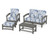 Trex Rockport 4-Piece Deep Seating Conversation Group - TXS135-2 - Frame in Stepping Stone with cusion in Leaf Sky Blue color - TXS135-2-SS-LSB
