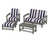 Trex Rockport 4-Piece Deep Seating Conversation Group - TXS135-2 - Frame in Stepping Stone with cusion in Cabana Stripe Navy color - TXS135-2-SS-CSN