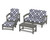 Trex Rockport 4-Piece Deep Seating Conversation Group - TXS135-2 - Frame in Stepping Stone with cusion in Trellis Navy color - TXS135-2-SS-TN