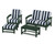 Trex Rockport 4-Piece Deep Seating Conversation Group - TXS135-2 - Frame in Rainforest Canopy with cusion in Cabana Stripe Marine Indigo color - TXS135-2-RC-CSMI