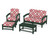 Trex Rockport 4-Piece Deep Seating Conversation Group - TXS135-2 - Frame in Rainforest Canopy with cusion in Trellis Crimson color - TXS135-2-RC-TC