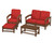 Trex Rockport 4-Piece Deep Seating Conversation Group - TXS135-2 - Frame in Tree House with cusion in Crimson Linen color - TXS135-2-TH-CL