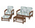 Trex Rockport 4-Piece Deep Seating Conversation Group - TXS135-2 - Frame in Tree House with cusion in Leaf Glacier Spa color - TXS135-2-TH-LGS