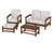 Trex Rockport 4-Piece Deep Seating Conversation Group - TXS135-2 - Frame in Tree House with cusion in Leaf Dune Burlap color - TXS135-2-TH-LDB