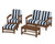 Trex Rockport 4-Piece Deep Seating Conversation Group - TXS135-2 - Frame in Tree House with cusion in Cabana Stripe Marine Indigo color - TXS135-2-TH-CSMI