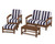 Trex Rockport 4-Piece Deep Seating Conversation Group - TXS135-2 - Frame in Tree House with cusion in Cabana Stripe Navy color - TXS135-2-TH-CSN