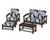Trex Rockport 4-Piece Deep Seating Conversation Group - TXS135-2 - Frame in Vintage Lantern with cusion in Leaf Marine Indigo color - TXS135-2-VL-LMI