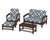 Trex Rockport 4-Piece Deep Seating Conversation Group - TXS135-2 - Frame in Vintage Lantern with cusion in Trellis Marine Indigo color - TXS135-2-VL-TMI