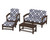 Trex Rockport 4-Piece Deep Seating Conversation Group - TXS135-2 - Frame in Vintage Lantern with cusion in Trellis Navy color - TXS135-2-VL-TN