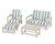 Trex Rockport 4-Piece Deep Seating Conversation Group - TXS135-2 - Frame in Sand Castle with cusion in Cabana Stripe Glacier Spa color - TXS135-2-SC-CSGS
