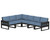 Trex Eastport 6-Piece Sectional - TXS785-2 - Frame in Charcoal Black with cusion in Sky Blue color - TXS785-2-CB-SB-1