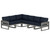 Trex Eastport 6-Piece Sectional - TXS785-2 - Frame in Stepping Stone with cusion in Marine Indigo color - TXS785-2-SS-MI