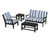 Trex Yacht Club 4-Piece Deep Seating Set - TXS479-2 - Frame in Charcoal Black with cusion in Cabana Stripe Sky Blue color - TXS479-2-CB-CSSB