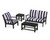 Trex Yacht Club 4-Piece Deep Seating Set - TXS479-2 - Frame in Charcoal Black with cusion in Cabana Stripe Navy color - TXS479-2-CB-CSN