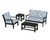 Trex Yacht Club 4-Piece Deep Seating Set - TXS479-2 - Frame in Charcoal Black with cusion in Trellis Sky Blue color - TXS479-2-CB-TSB