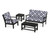 Trex Yacht Club 4-Piece Deep Seating Set - TXS479-2 - Frame in Charcoal Black with cusion in Trellis Navy color - TXS479-2-CB-TN