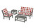 Trex Yacht Club 4-Piece Deep Seating Set - TXS479-2 - Frame in Stepping Stone with cusion in Buffalo Plaid Crimson color - TXS479-2-SS-BPC
