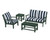 Trex Yacht Club 4-Piece Deep Seating Set - TXS479-2 - Frame in Rainforest Canopy with cusion in Cabana Stripe Marine Indigo color - TXS479-2-RC-CSMI