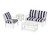 Trex Yacht Club 4-Piece Deep Seating Set - TXS479-2 - Frame in Classic White with cusion in Cabana Stripe Navy color - TXS479-2-CW-CSN