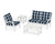Trex Yacht Club 4-Piece Deep Seating Set - TXS479-2 - Frame in Classic White with cusion in Buffalo Plaid Marine Indigo color - TXS479-2-CW-BPMI