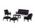 Trex Cape Cod 6-Piece Lounge Sofa Set - TXS2152-2 - Frame in Charcoal Black with cusion in Navy Linen color - TXS2152-2-CB-NL-1