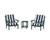 Trex Cape Cod 3-Piece Deep Seating Set - TXS2148-2 - Frame in Rainforest Canopy with cusion in Cabana Stripe Marine Indigo color - TXS2148-2-RC-CSMI