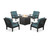 Trex Yacht Club 5-Piece Deep Seating Set with Square Fire Pit Table - TXS1709-2 - Frame in Charcoal Black with cusion in Ocean Teal color - TXS1709-2-CB-OT