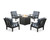Trex Yacht Club 5-Piece Deep Seating Set with Square Fire Pit Table - TXS1709-2 - Frame in Charcoal Black with cusion in Cabana Stripe Marine Indigo color - TXS1709-2-CB-CSMI