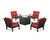 Trex Yacht Club 5-Piece Deep Seating Set with Fire Pit Table - TXS1708-2 - Frame in Charcoal Black with cusion in Crimson Linen color - TXS1708-2-CB-CL