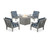 Trex Yacht Club 5-Piece Deep Seating Set with Fire Pit Table - TXS1708-2 - Frame in Stepping Stone with cusion in Buffalo Plaid Marine Indigo color - TXS1708-2-SS-BPMI