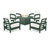 Trex Rockport 5-Piece Deep Seating Set with Square Fire Pit Table - TXS1703-2 - Frame in Rainforest Canopy with cusion in Natural Linen color - TXS1703-2-RC-NL
