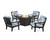 Trex Cape Cod 5-Piece Deep Seating Set with Fire Pit Table - TXS2151-2 - Frame in Charcoal Black with cusion in Leaf Sky Blue color - TXS2151-2-CB-LSB