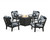 Trex Cape Cod 5-Piece Deep Seating Set with Fire Pit Table - TXS2151-2 - Frame in Charcoal Black with cusion in Leaf Marine Indigo color - TXS2151-2-CB-LMI