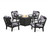 Trex Cape Cod 5-Piece Deep Seating Set with Fire Pit Table - TXS2151-2 - Frame in Charcoal Black with cusion in Leaf Navy color - TXS2151-2-CB-LN