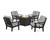 Trex Cape Cod 5-Piece Deep Seating Set with Fire Pit Table - TXS2151-2 - Frame in Charcoal Black with cusion in Cabana Stripe Grey Mist color - TXS2151-2-CB-CSGM